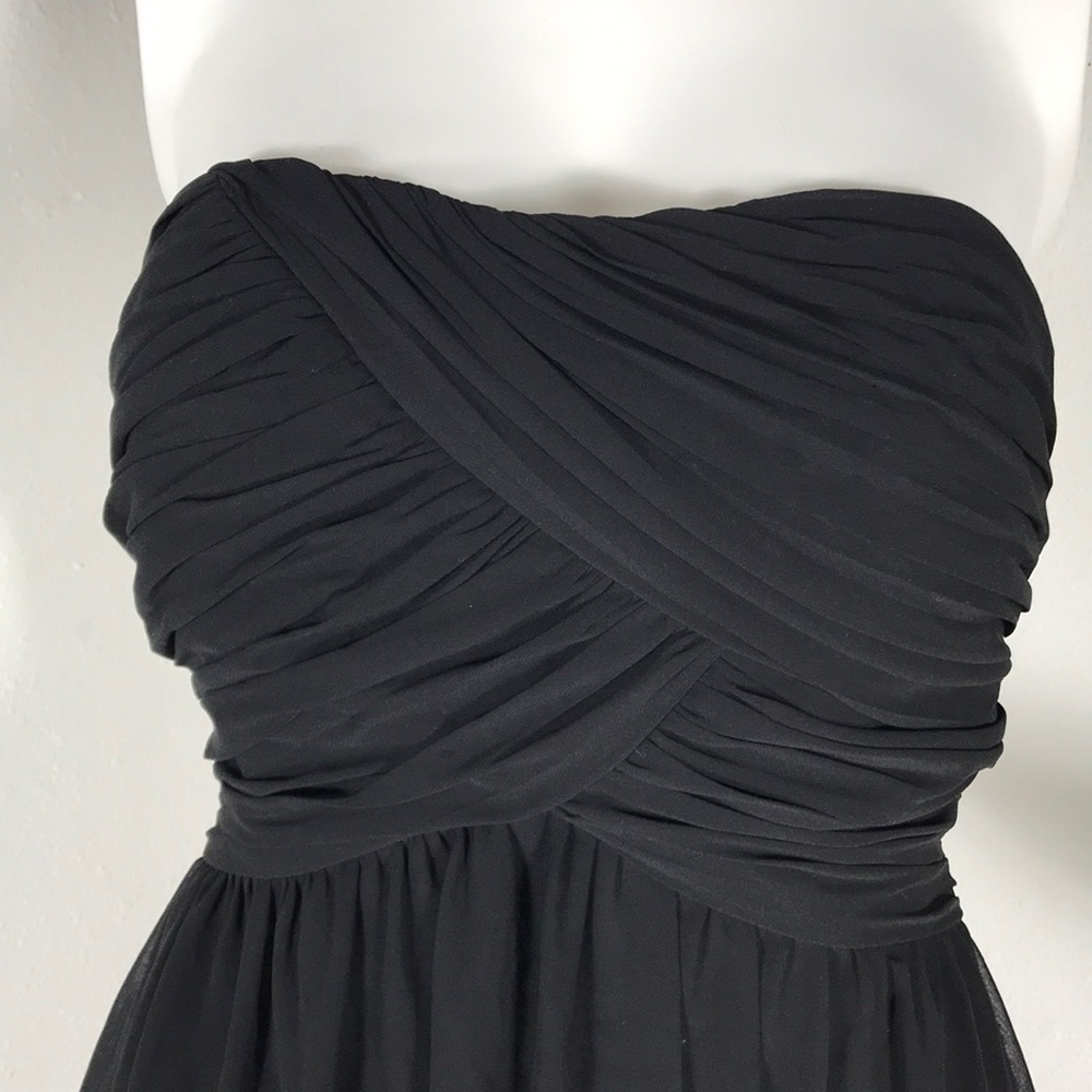 Sz S WHBM Strapless Special Occasion Dress Chiffon Black Tea Length